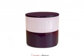 Round purple/light pink 2-tier lacquer box size XS  D9*H7,8 cm